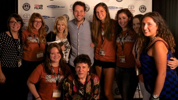 WFF press team with Paul Rudd at 2013 Woodstock FIlm Festival. Photo by